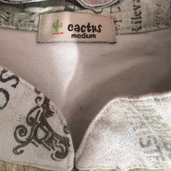 Cactus Women’s Shirt Jacket Sz L Green Bedazzled Venice Italia Graphic Full Zip - Picture 4 of 4